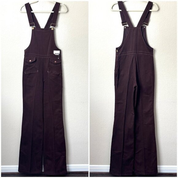 Viceroy Denim - Deadstock 70s Vintage Viceroy Jeans Brown Full Length Flared Long Overalls